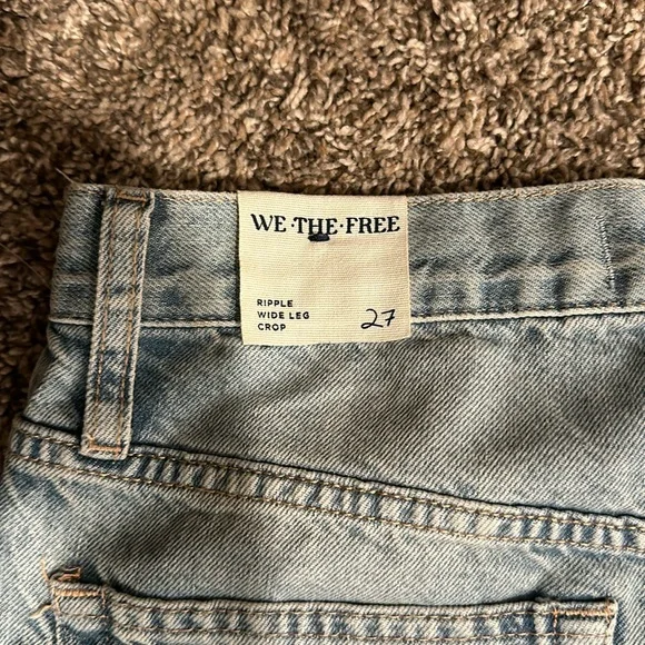 Free People We The Free Ripple Wide Leg Cropped Pieced Jeans